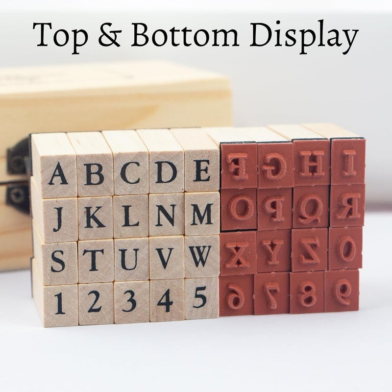 krastmon Rubber Stamp Letters Numbers and Alphabets, 36 Pcs Small Wooden Rubber Stamps for Card Making, DIY Craft, Scrapbooking Supplie, etc. - Image 4